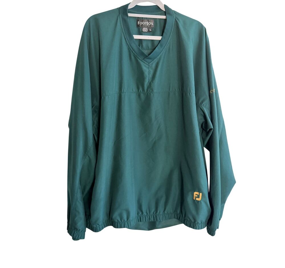 FootJoy Men’s XL Green Golf Windbreaker Pullover Jacket FJ Logo Lightweight
